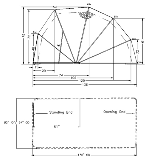 DIMENSIONS - Bike Barn Enclosed Motorcycle Cover Tourer Model Drawing